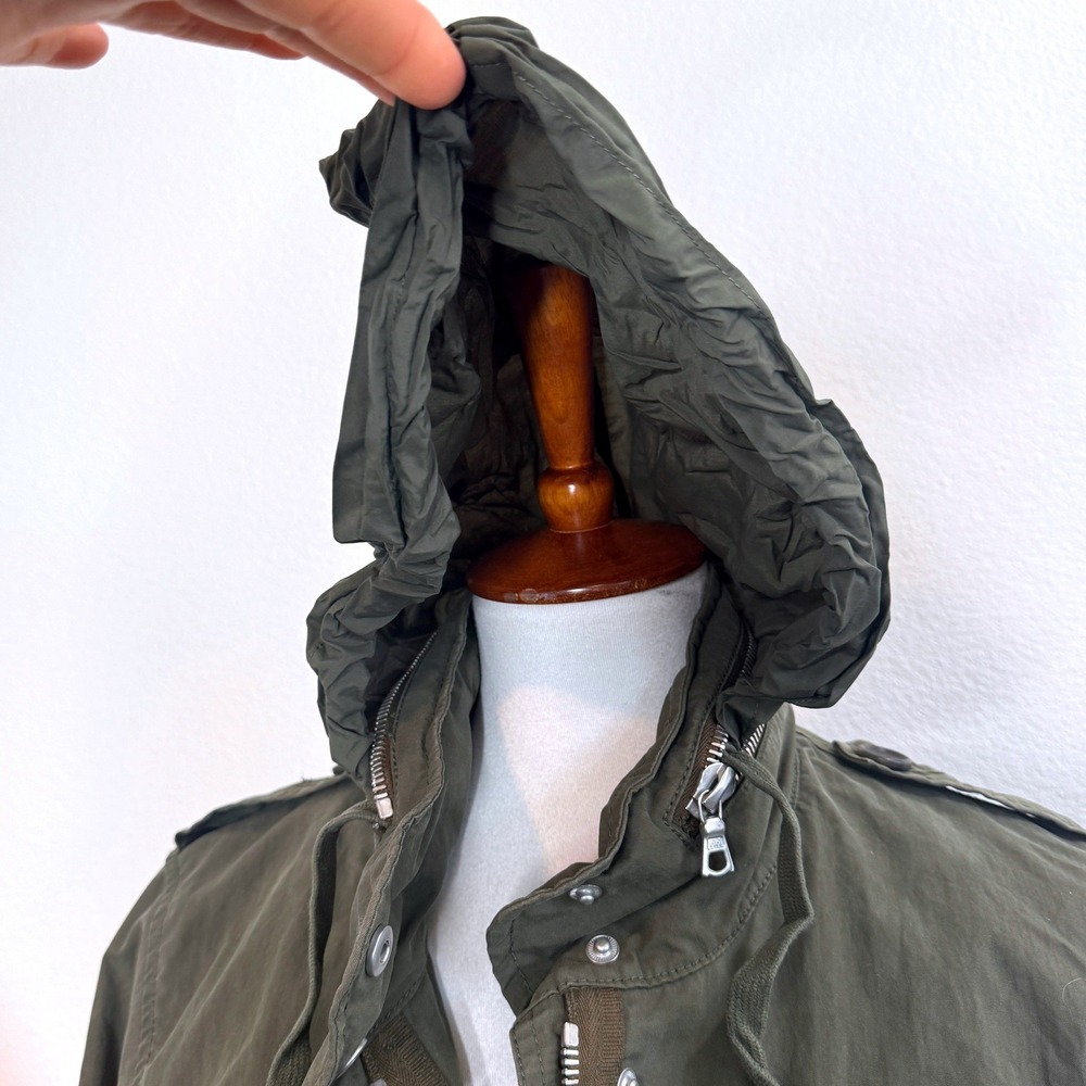 JAMES PERSE Field Jacket SM Pockets Full Zip Hood Olive‎ Green Utility Outdoor - Picture 8 of 11